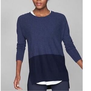 Athleta stargazer blue colorblock cashmere wool blend long sleeve tunic sweater